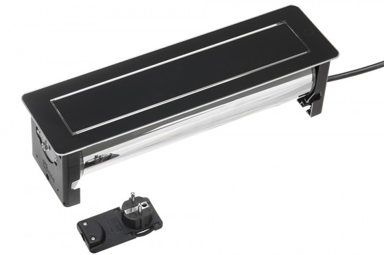 VersaTurn 3x 230V, 2x USB A 5V, černé sklo