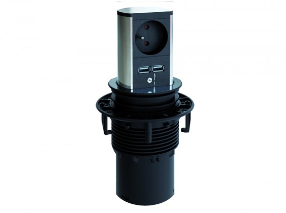 BACHMANN 928.020 elektrická zásuvka Elevator home 1x 230V FR, 2x USB A, nerez