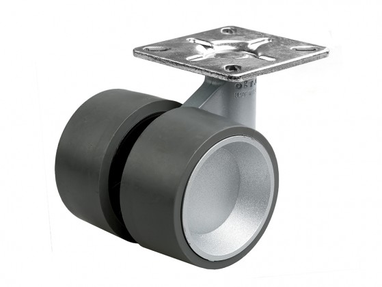 OGTM kolečko Formula 60mm s brzdou hliník guma šedá + plotnička