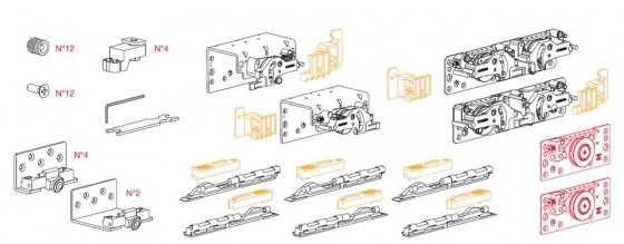 TERNO Comfort 25 sada kovaní 22 - 25mm 3 křídla 6x tlumič