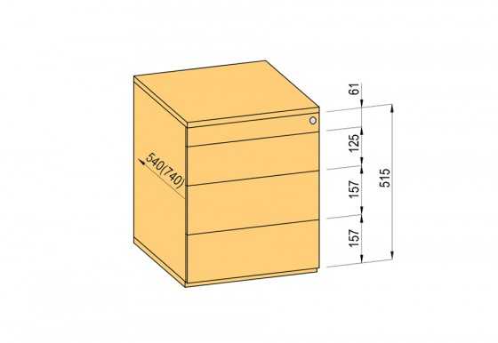 K-BBP kontejner TipAer 540mm typ 2/V 11 plst částečný výsuv push