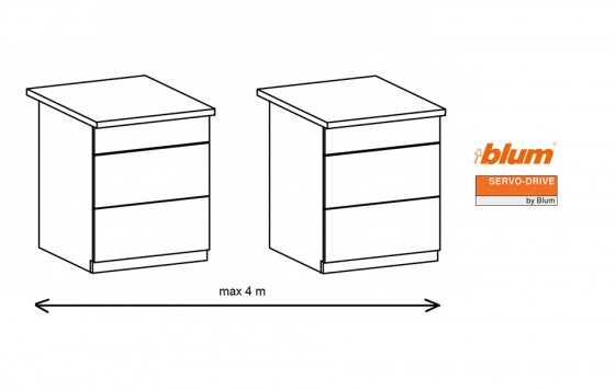 K-BLUM Servodrive sada, 2 korpusy x 3 zásuvek, korpus 760-769 mm