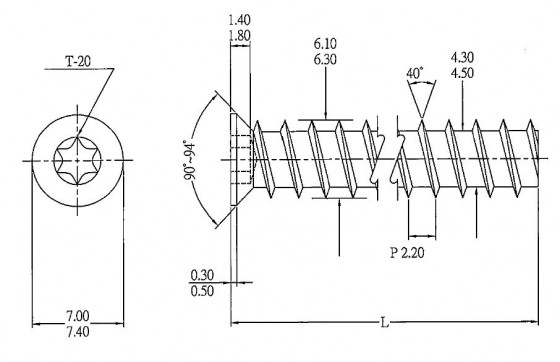 StrongFix Eurošroub 6,3x13/7mm zápustná hlava T20 zinek bílý