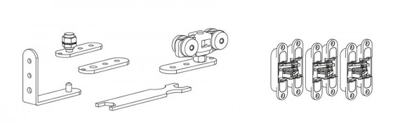 TERNO sada pro skládací interiérové dveře pro 2 křídla/40kg bezfalcové art.1753