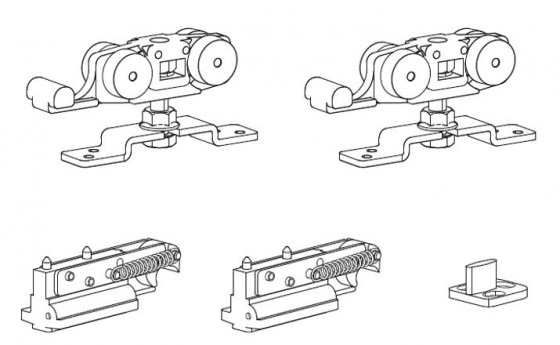 TERNO Classic sada kování pro posuvné dveře 80kg, 1dveře + 2 x olejový tlumič