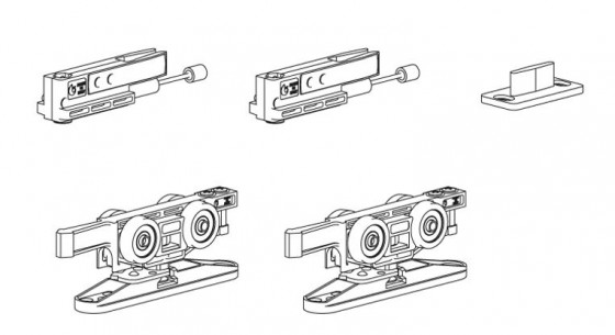 TERNO Step sada kování pro interiérové posuvné dveře 120kg,1 křídlo, 2x absorber