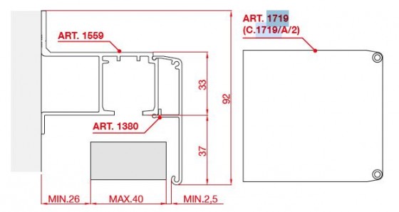 TERNO boční krytky krycího profilu 1719/A/2 elox stříbrná (pár)