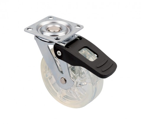 StrongCastors kolečko TOP průměr 75mm transparentní čirá s brzdou