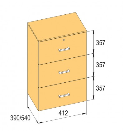 K-BBP kartotéka typ R3 pro vnitřní šířku 412mm/540mm, výška 1076mm s tlumením
