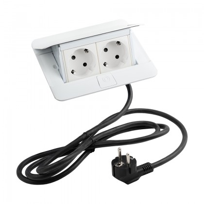 LEGRAND Pop-up v2, 2 x elektrická zásuvka 230 V Schuko, bílá lesk