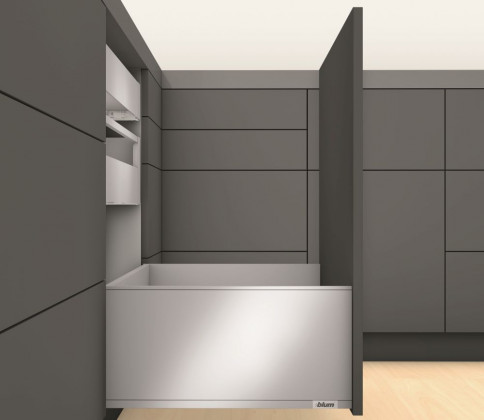 K-BLUM Legrabox F 500 mm/40 kg,černá,vrut+protiskl.podl. Kristall 60 (522x474)č.