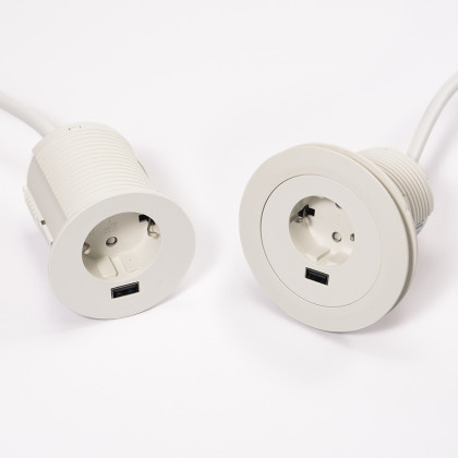 VersaTag elektrická zásuvka 1x 230V Schuko, 1x USB A, bílá