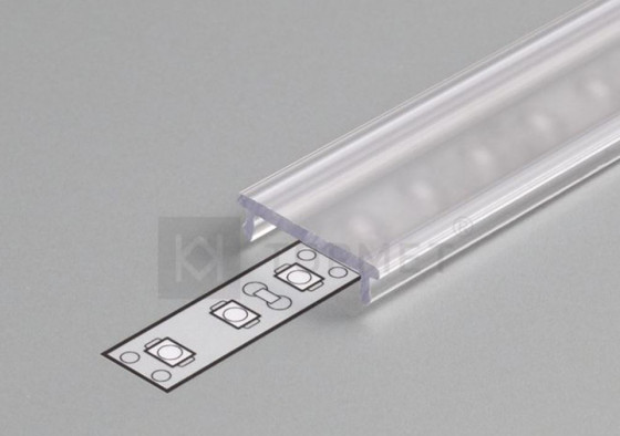 StrongLumio krycí lišta F k LED profilům 14 naklapávací průsvitná 4100mm