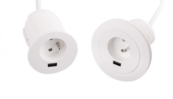 VersaTag elektrická zásuvka 1x 230V Francouzská, 1x USB A, bílá