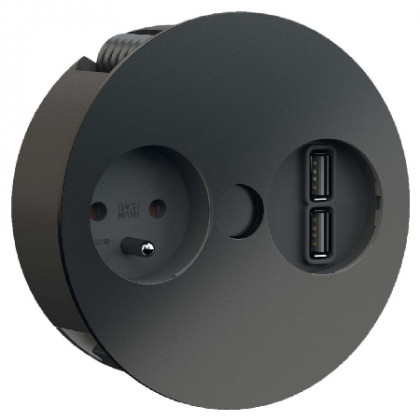 BACHMANN 931.132 elektrická zásuvka Twist USB, 1x 230V FR, 2x USB-A, černá mat