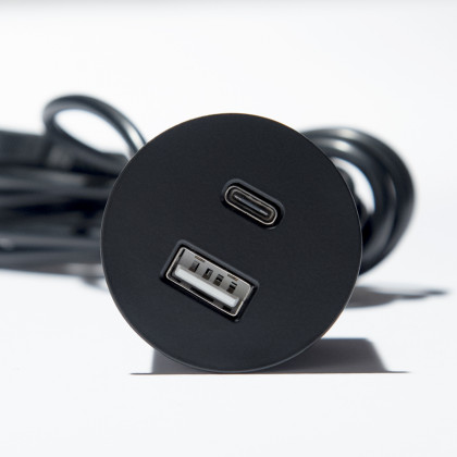 VersaPick nabíječka, 1x USB A/C, kulatý, černá mat