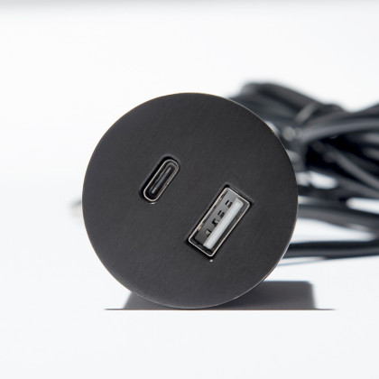 VersaPick, 1x USB A/C, kulatý, cínová