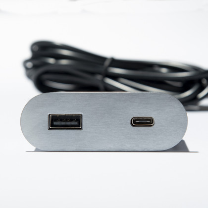 VersaPick nabíječka, 1x USB A/C, ovál, nerez