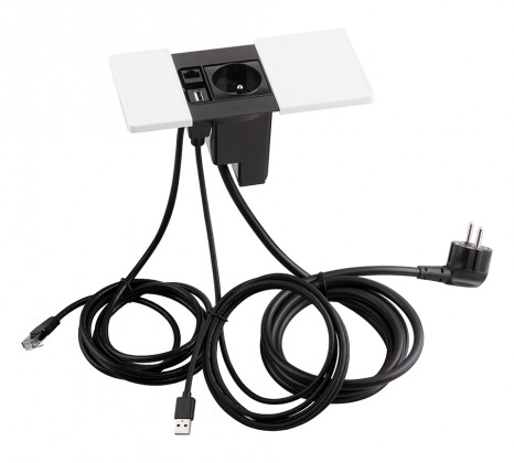 VersaPad 1x elektrická zásuvka 1xUSB, 1xRJ45 bílá