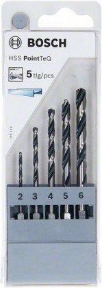 BOSCH 2607002824 5dílná sada spirálových vrtáků HSS PointTeQ Hex 2–6 mm