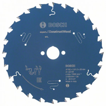 BOSCH 2608644136 Pilový kotouč Expert for Construct Wood 160 x 20 x 2,0 mm, 24