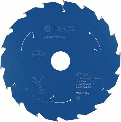 BOSCH 2608644512 Pilový kotouč Expert for Wood pro AKU pily 190×1,5/1×30mm, 18