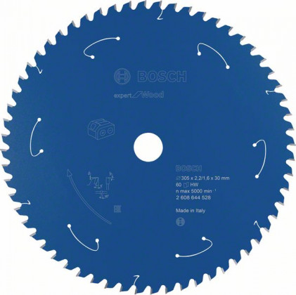 BOSCH 2608644528 Pilový kotouč Expert for Wood pro AKU pily 305×2,2/1,6×30mm, 60