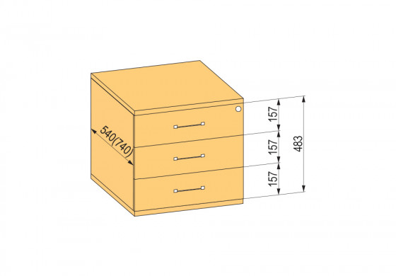 K-BBP kontejner 740mm typ 6/V 8 plast celo výs dotah tlumení