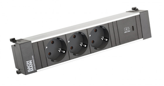 BACHMANN 916.506 zásuvková jednotka 3x 230V schuko + USB C 30W