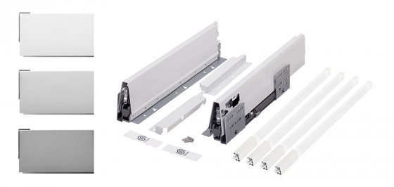 K-StrongBox zásuvka H204/350mm, reling hranatý dvojitý, bílá