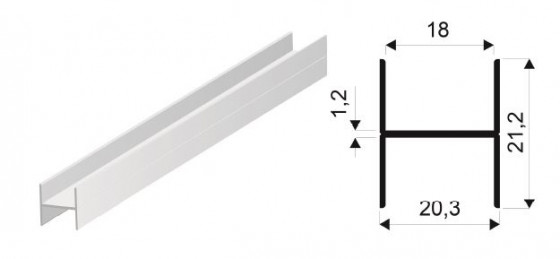 SEVROLL 05746 spojovací lišta Simple/Blue H21 3m 18mm černá mat