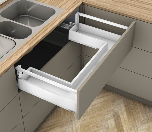 K-BLUM Merivobox, zásuvka E reling 500mm/40kg, bílá, vrut, dřez