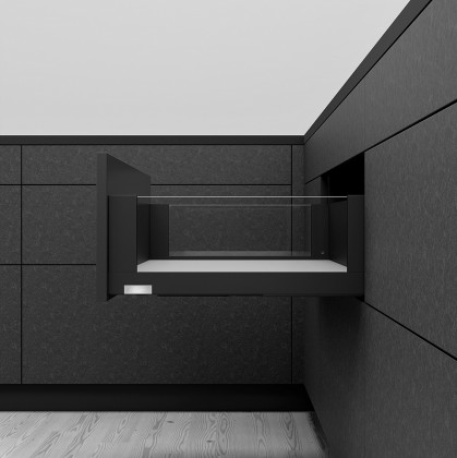 K-BLUM Legrabox, zásuvka C free 550mm/40kg, Tip-on, černá, vnitřní, reling