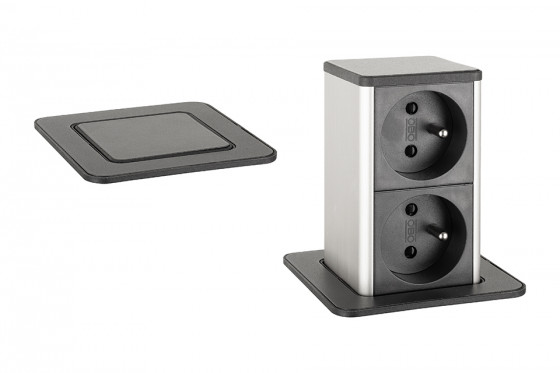 StrongPower PowerUp zásuvka, 2x230V, Francouzská, černá