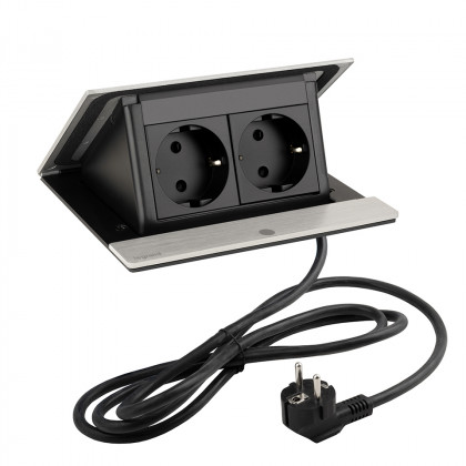 LEGRAND elektrická zásuvka PopUp, 2x 230V, Schuko, broušený hliník