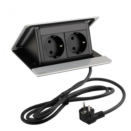 LEGRAND elektrická zásuvka PopUp, 2x 230V, Schuko, eloxovaný hliník