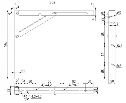 Sklopná konzola 300mm pozink