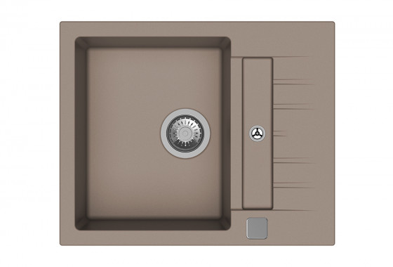 StrongSinks S3 Dřez granit Vardar 615 615x500mm s odkapem a vaničkou hnědá