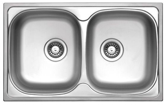 StrongSinks S1 Dřez Welland leštěná nerez 780x480 dvojitý, horní montáž