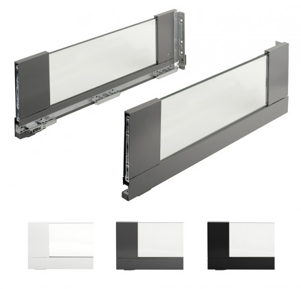 StrongMax 18 bočnice prosklená H185/450mm, šedá, sada