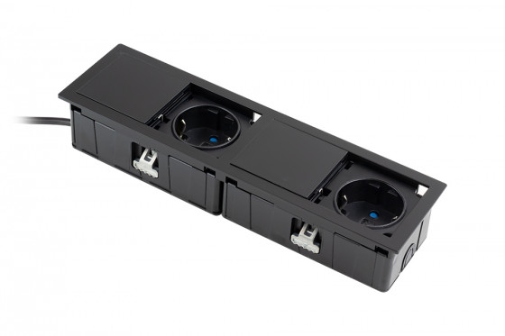 VersaHit Mono combi elektrická zásuvka 2x230V, Schuko, černá matná