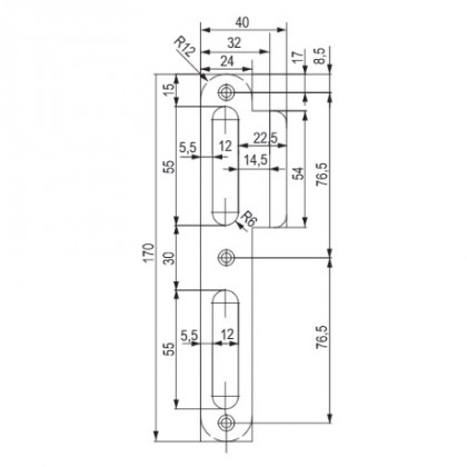 TWIN Protiplech pro bezfalcové dveře levý dlouhý