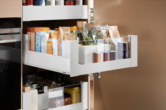 K-BLUM Merivobox, zásuvka E boxcover 400mm/40kg, bílá, vnitřní, sklo