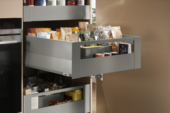 K-BLUM Merivobox, zásuvka E boxcap 600mm/40kg, světle šedá IG, vnitřní, reling