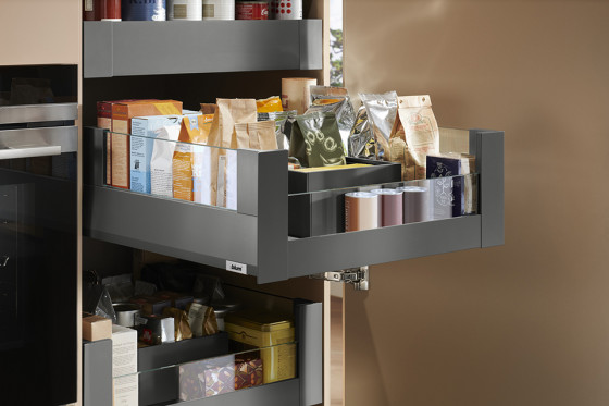 K-BLUM Merivobox, zásuvka E boxcover 450mm/40kg, tmavě šedá OG, vnitřní, sklo