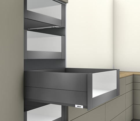 K-BLUM Merivobox, zásuvka E boxcap 400mm/40kg, tmavě šedá OG, vnitřní, sklo