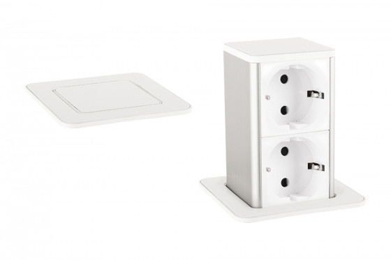 StrongPower PowerUp zásuvka, 2x230V, Bílá, Schuko