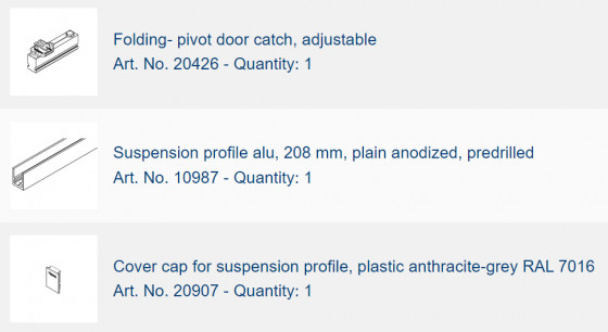 HAWA 19620 Variofold 80/H sada pro třetí křídlo