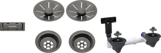 BLANCO 207440 Příslušenství odtoková sada 2x3,5 InFino Satin Dark Steel