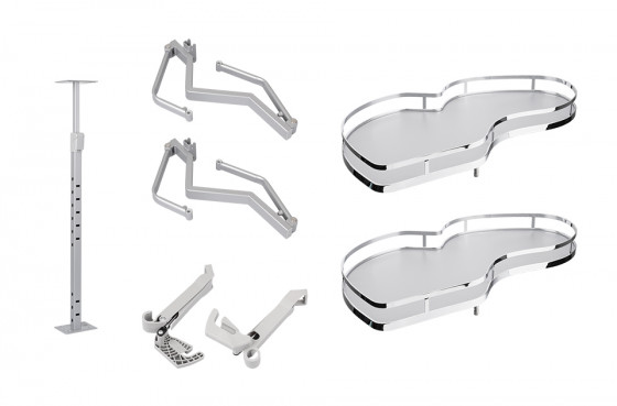 StrongWire rohové police s tlumením classic 450mm levé - šedé dno/reling chrom